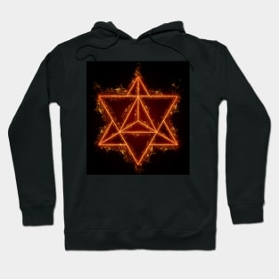 Flaming Merkaba - Sacred Geometry - Fire Art - Manafold Art Hoodie